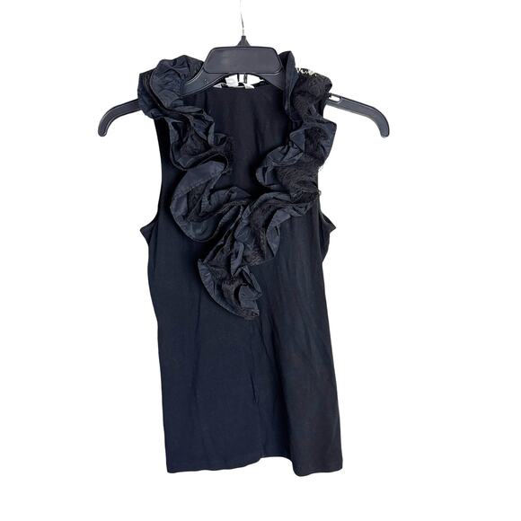 Cabi Black 3D Floral-Neck Tank Top XS — Avant-Garde Minimal - Picture 1 of 7